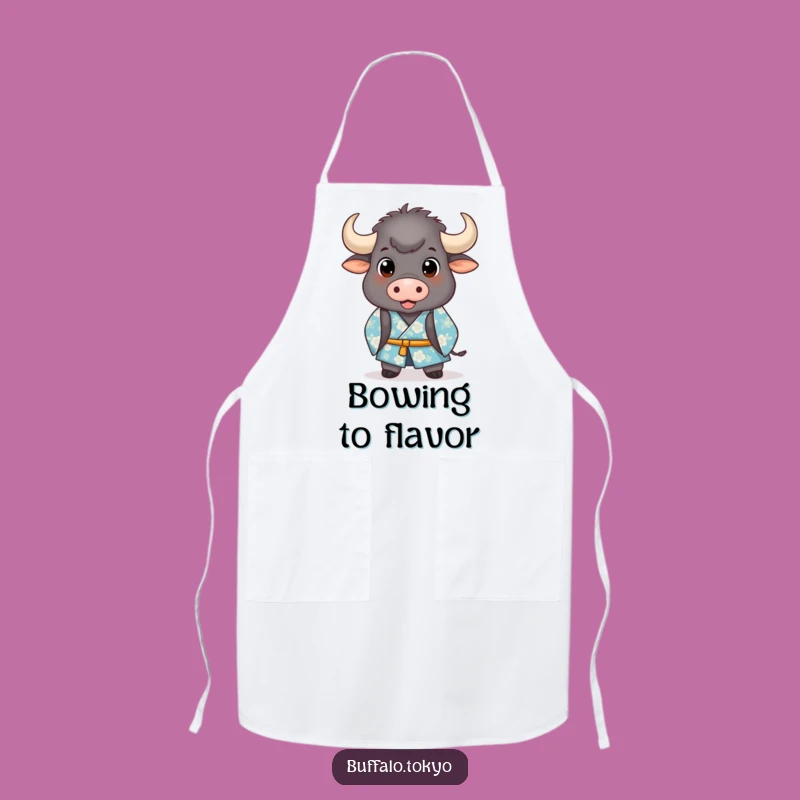 Funny Buffalo Kimono Apron: Cook with Confidence in this Hilarious Bowing Design