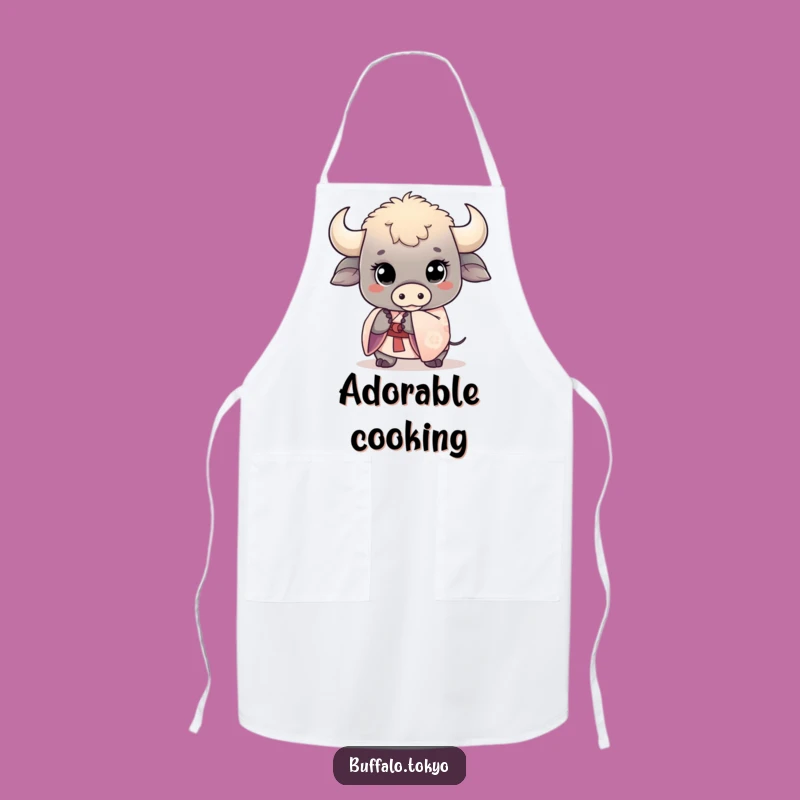 Funny Kawaii Buffalo Apron: Cute Kitchen Style, Sweet Design, Gift