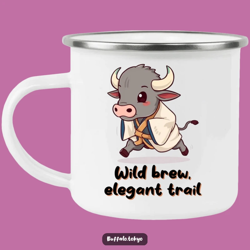 Funny Buffalo Kimono Camping Mug: Adventure Stride Gift