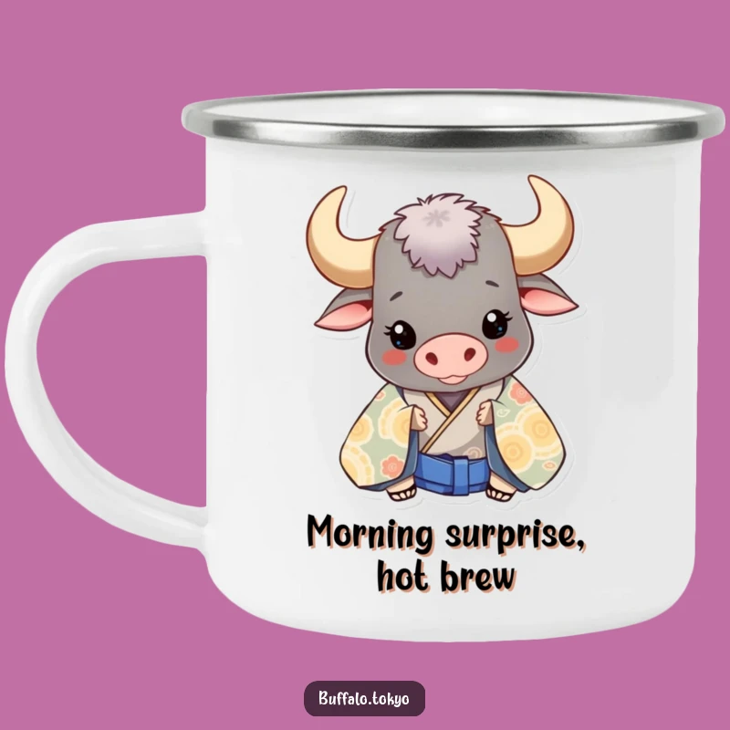 Funny Buffalo Kimono Camping Mug: Adventure Peek-a-Boo Gift