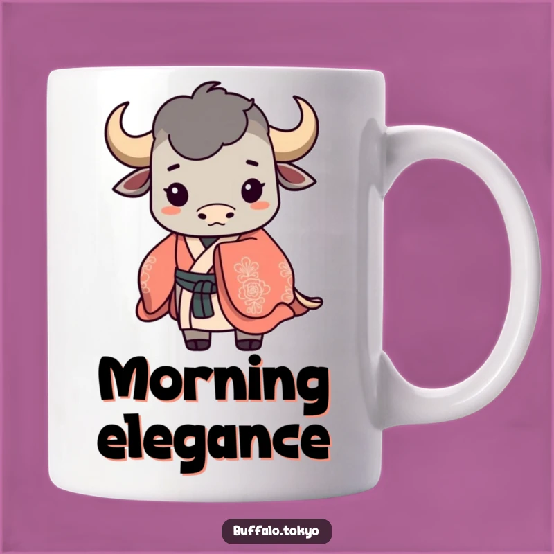 Funny Buffalo Silhouette Mug: Ornate Kimono Style, Elegant Design, Gift