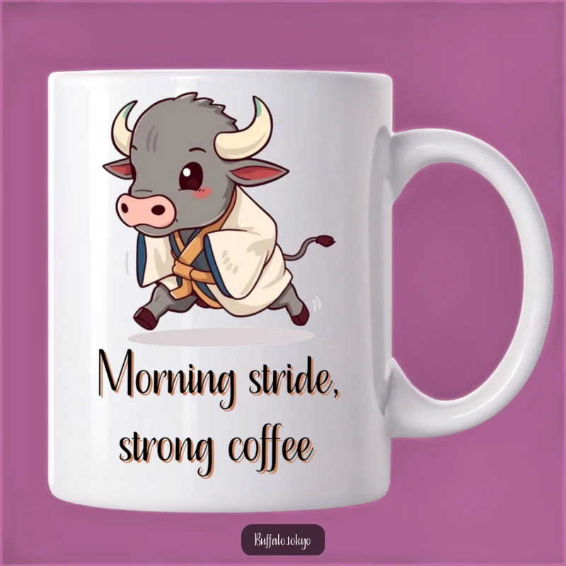Funny Buffalo in Kimono Mug: Striking Stride Gift for Animal Lovers