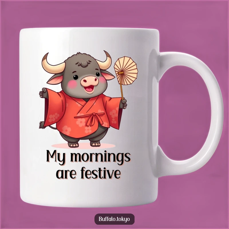Funny Buffalo Kimono Mug: Adorable Animal Art for a Joyful Gift