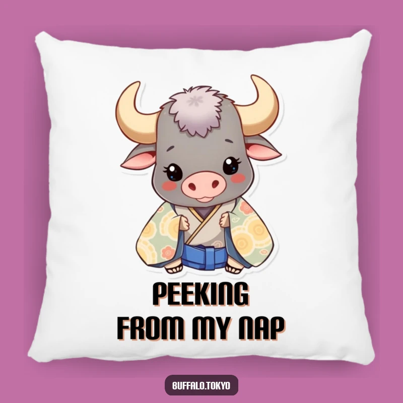 Funny Buffalo Kimono Pillow: Cozy Peek-a-Boo Accent Gift