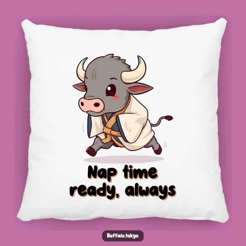 Funny Buffalo Kimono Pillow: Cozy Stride Accent Cushion Gift