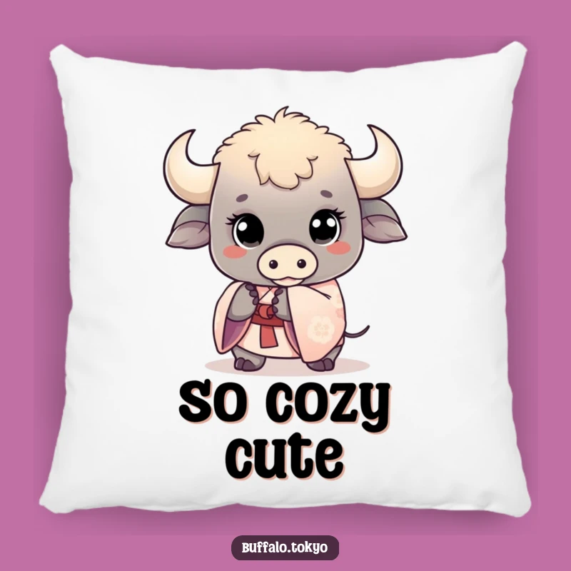 Funny Kawaii Buffalo Pillow: Cute Animal Accent, Cozy Cuteness, Gift