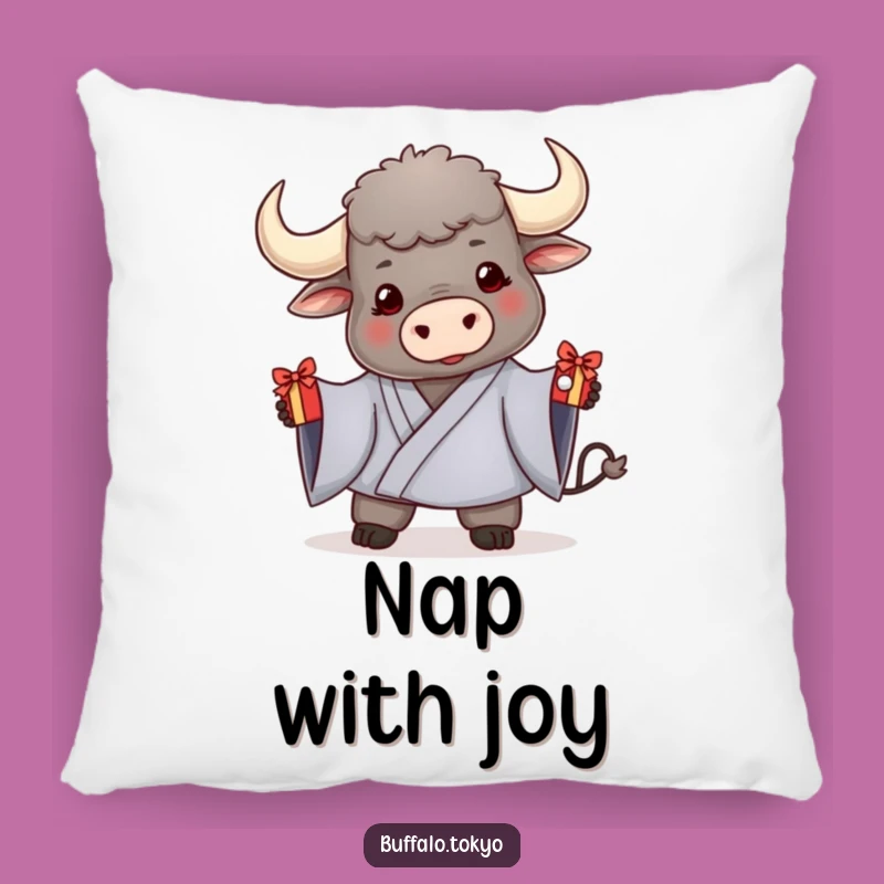 Funny Friendly Buffalo Kimono Pillow - Cozy Gift Offering, Comforting Gift
