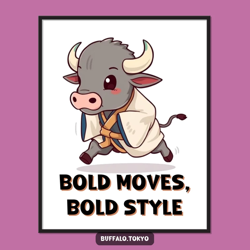 Funny Buffalo Kimono Digital Art: Striking Stride Print Gift