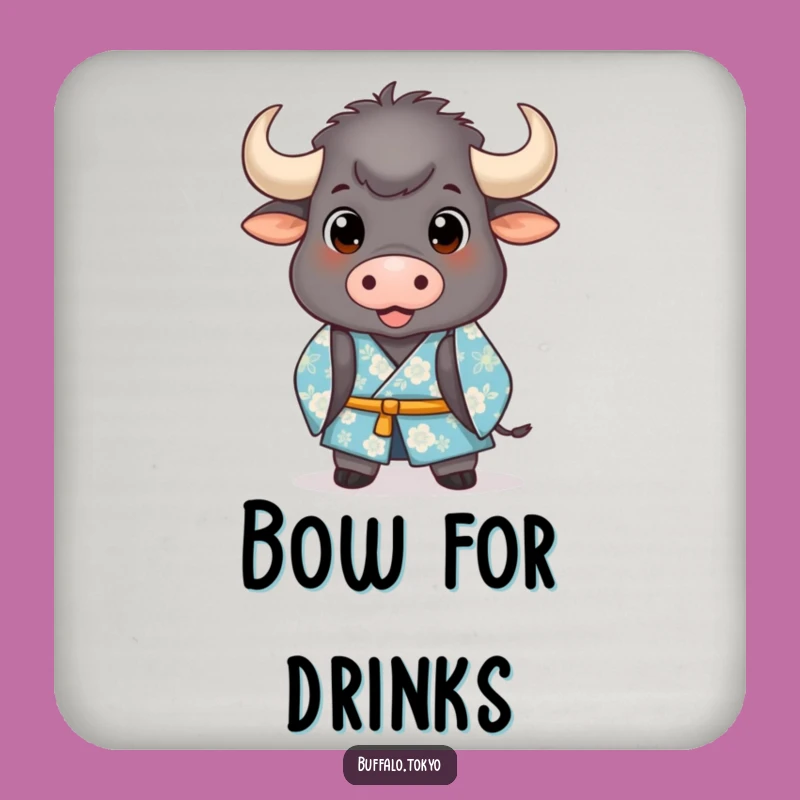Funny Buffalo Kimono Coaster Set: Protect Surfaces with this Hilarious Bowing Art