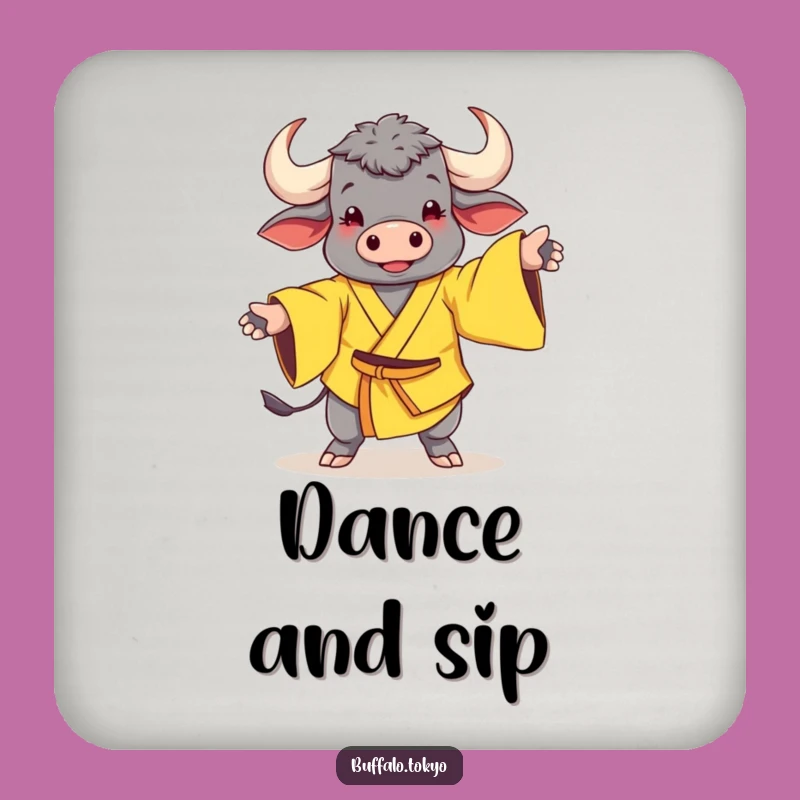 Funny Buffalo Dance Coaster Set: Protect Surfaces with Whimsical Art