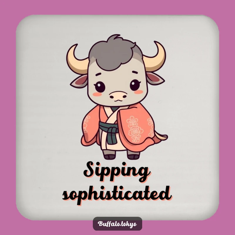 Funny Buffalo Silhouette Coasters: Ornate Kimono, Table Protection, Set Gift
