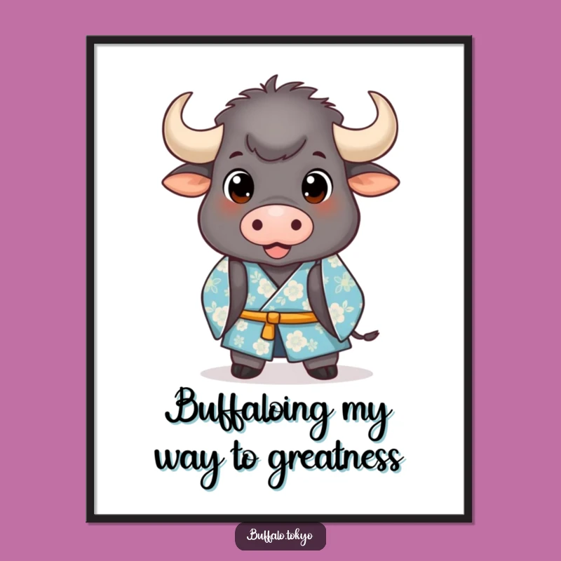 Free Printable Wall Art: Funny Buffalo Bowing Proudly - Downloadable Home Decor