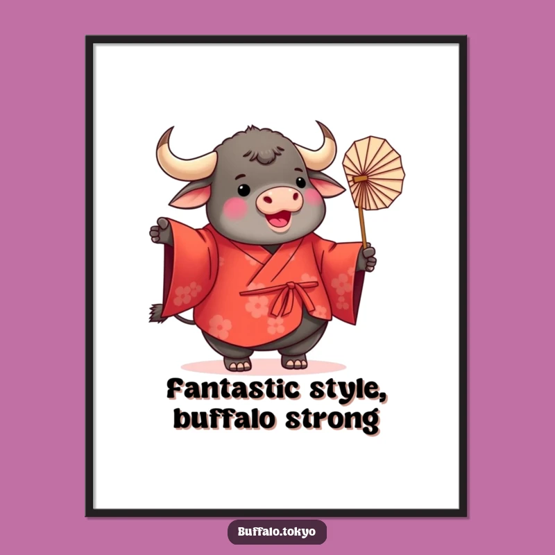 Free Printable Wall Art: Joyful Buffalo Dancer - Funny Downloadable Art