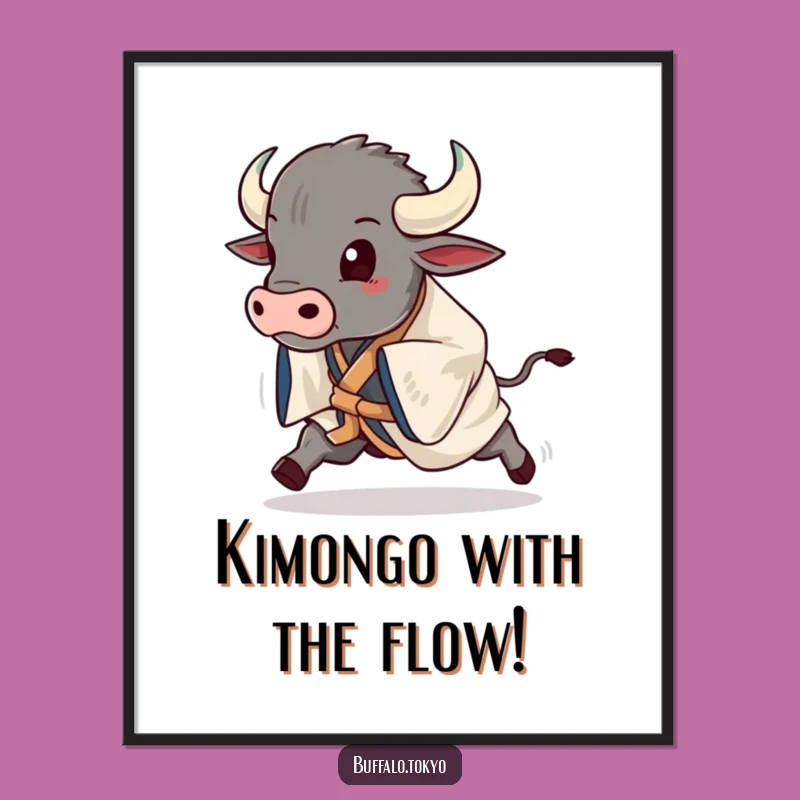 Free Printable Wall Art: Funny Buffalo Kimono Masterpiece, Downloadable Art Gift