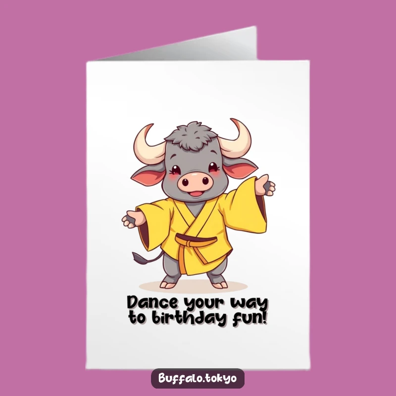 Free Printable Birthday Card: Dancing Buffalo - Funny Downloadable Gift