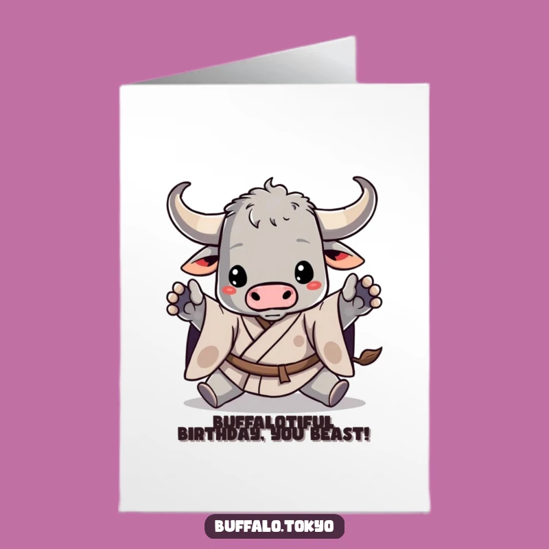 Free Printable Buffalo Birthday Card: Dynamic Kimono Warrior - Funny Downloadable Gift!