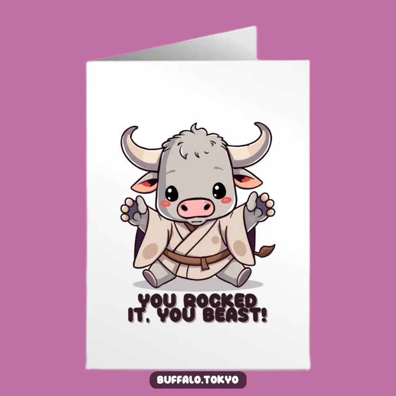 Free Printable Buffalo Congrats Card: Kimono Warrior - Funny Downloadable Achievement Gift!