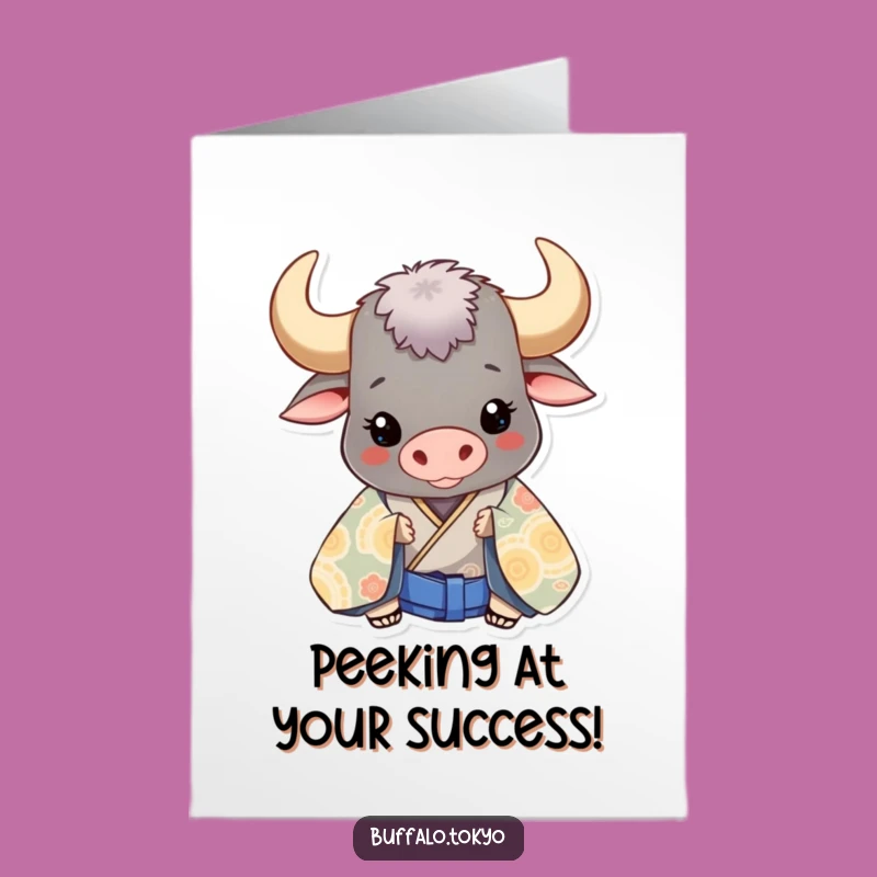 Free Printable Congrats Card: Happy Buffalo Peeking, Downloadable Gift