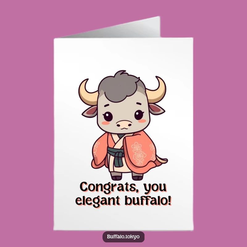 Free Printable Congratulations Card: Buffalo Kimono Silhouette, Ornate Style, Downloadable Success