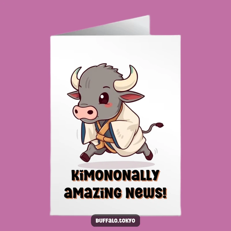 Free Printable Congrats Card: Buffalo in Kimono Amazes, Downloadable Gift Success