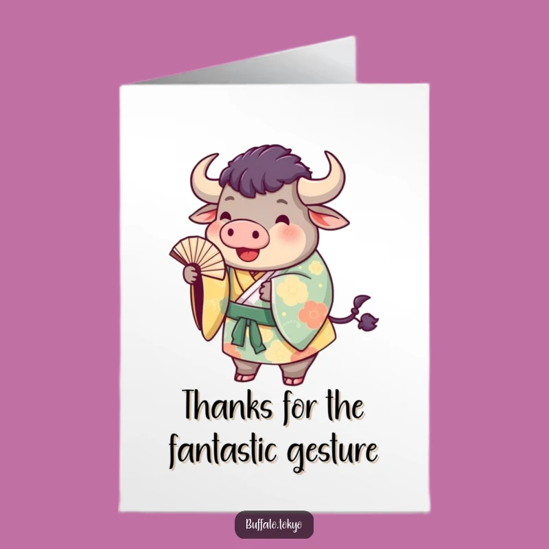 Free Printable Thank You Card: Buffalo Kimono, Fan Toss, Quirky Expressing Gratitude