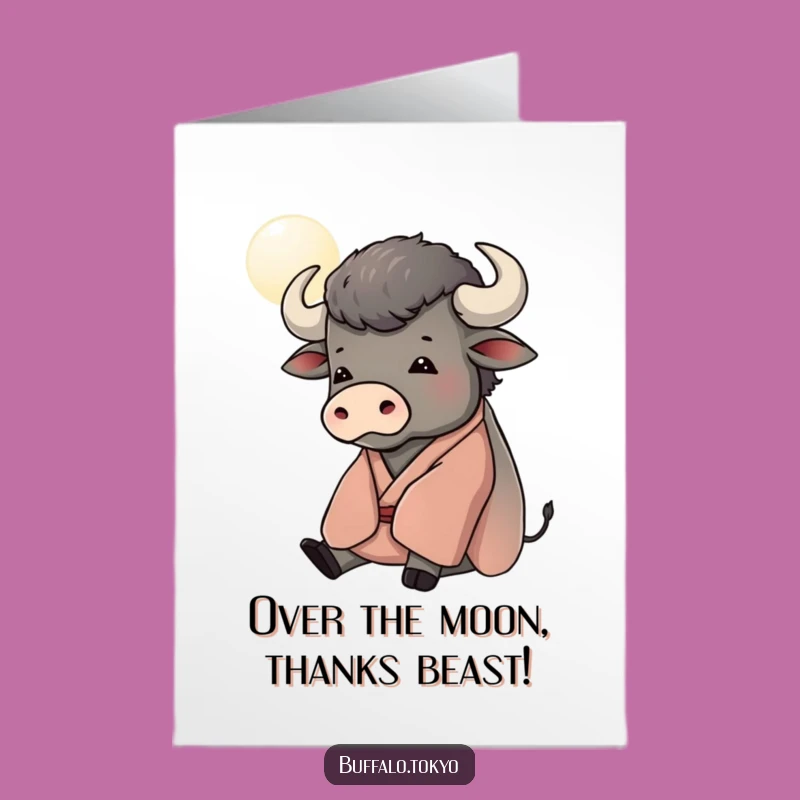 Free Printable Buffalo Thank You Card: Moonlit Gratitude - Funny Downloadable Gift!