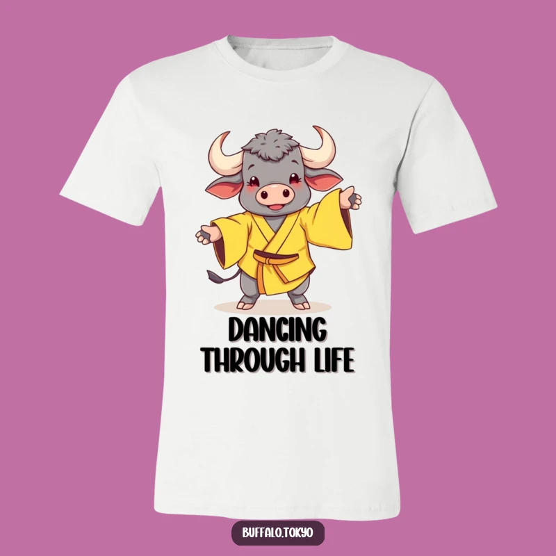 Funny Buffalo Dance T-Shirt: Whimsical Yellow Kimono Character Tee for Movers