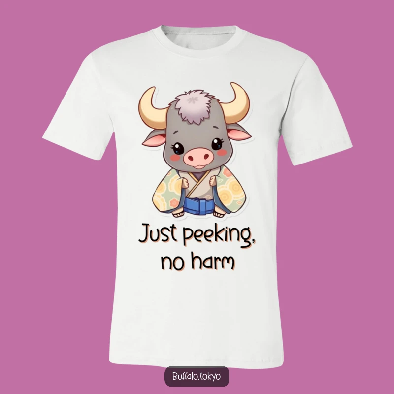 Funny Buffalo Kimono T-Shirt: Playful Peek-a-Boo Design Gift